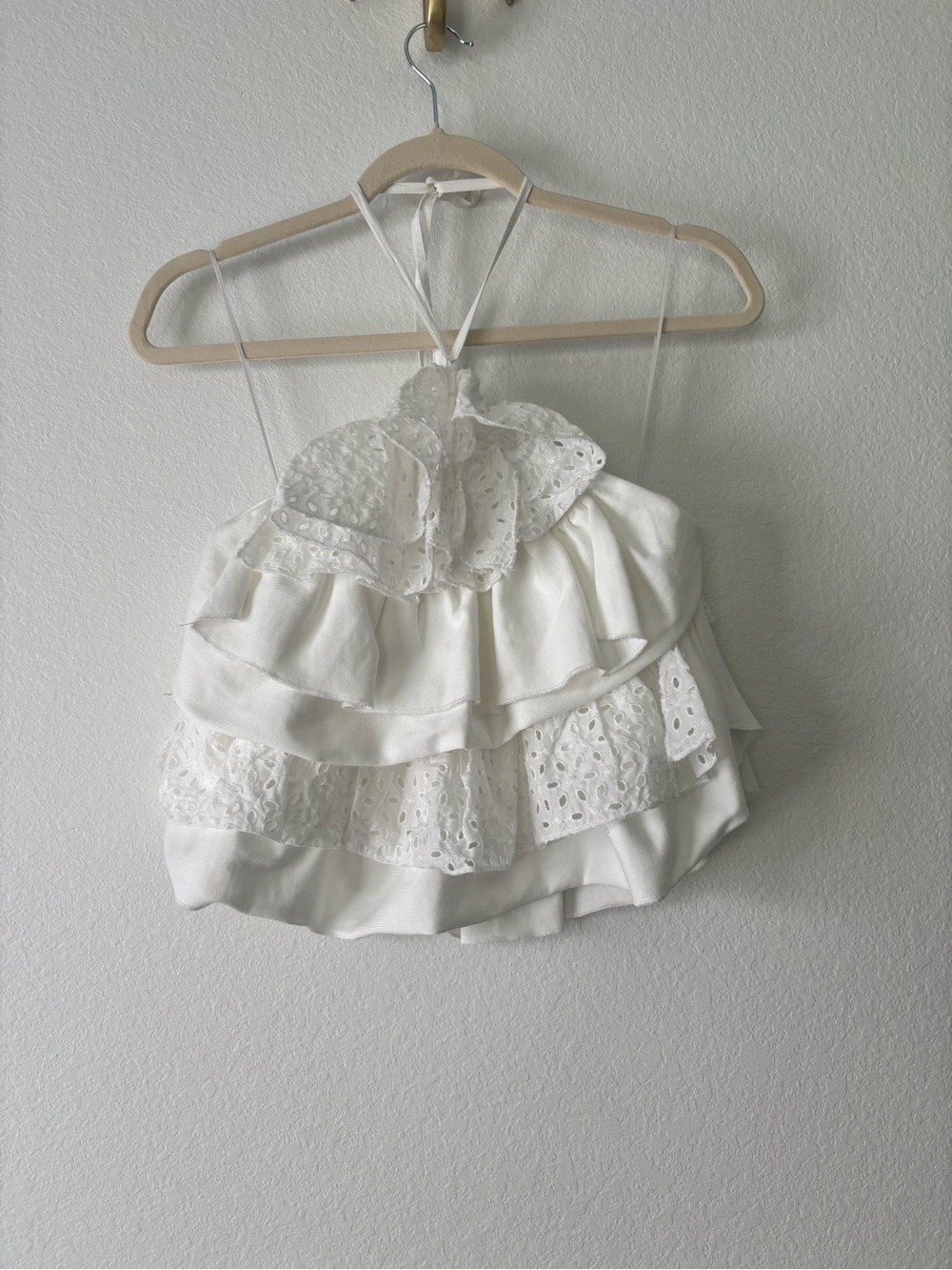 White Ruffled Halter Sundress